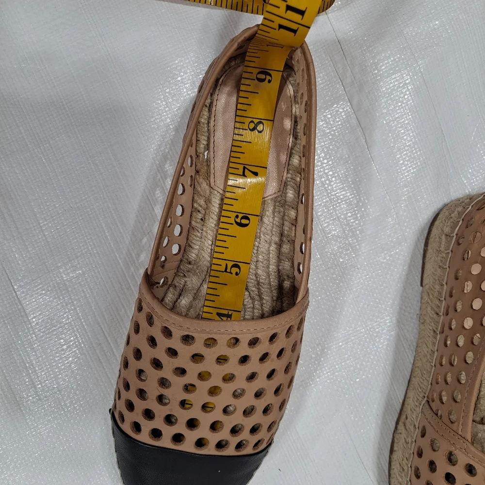 Loeffler Randall Mara Perforated Espadrille Flat Slip On Cap Toe Shoes